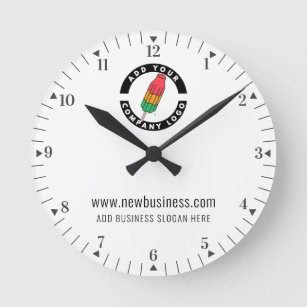 Add Your Business Logo Website Address Classic Round Clock
