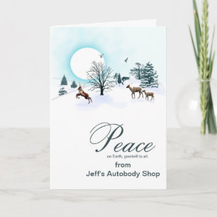 Add your business name, Christmas with reindeer Holiday Card