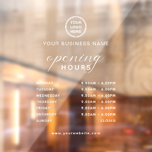 Add Your Business Name Logo Shop Opening Hours Window Cling