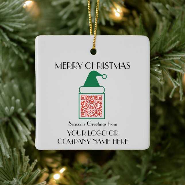 Add Your Business Promo QR Code to a Christmas Ceramic Ornament (Tree)