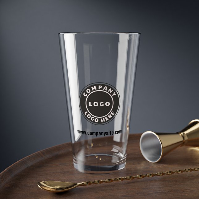 Add Your Business Website and Custom Company Logo Glass (Business Logo Company Staff Employee Event Drinking Glass)
