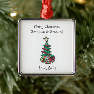 Add Your Child Artwork Grandparents Christmas  Metal Ornament