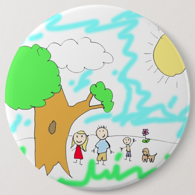 Add your Children's Artwork to this Large 6 Inch Round Button (Front)