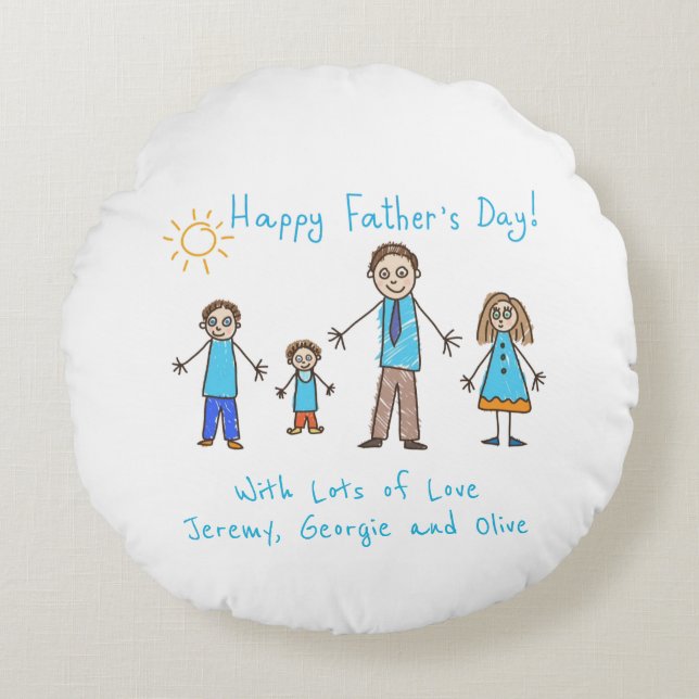 Add Your Child's Artwork Father's Day Throw Pillow (Front)