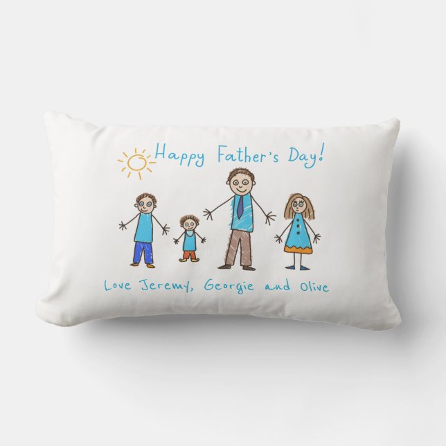 Add Your Child's Artwork Father's Day Throw Pillow (Front)