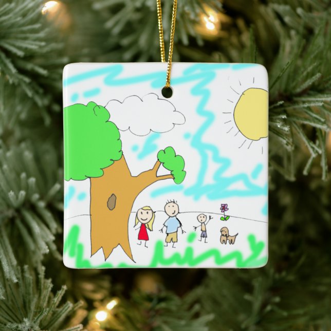 Add Your Child's Artwork to this  Ceramic Ornament (Tree)