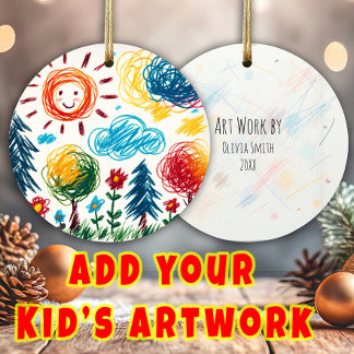 Add your Child's Artwork to this Christmas Ceramic Ornament