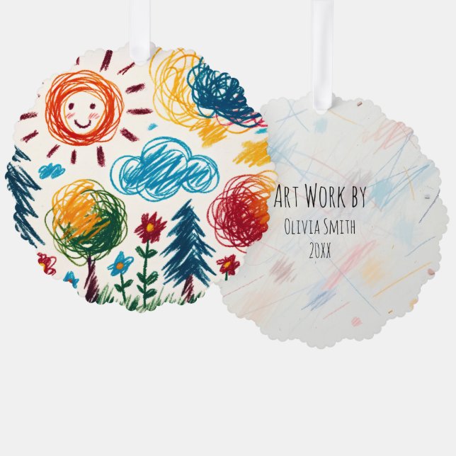 Add your Child's Artwork to this Christmas Ornament Card (Front/Back)