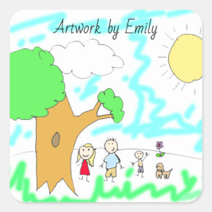 Add your Child's Artwork to this Square Sticker