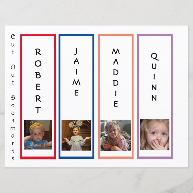 Add your Child's Name and Photo Bookmarks (Front)