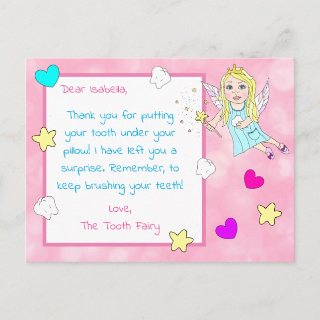 Add your Child's Name to this Tooth fairy Card (Front)