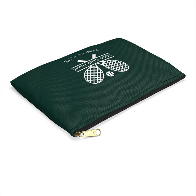 Add Your Club Name Tennis Icons Green Accessory Pouch (Lawn Tennis Club Green Accessory Pouch with White Logo)