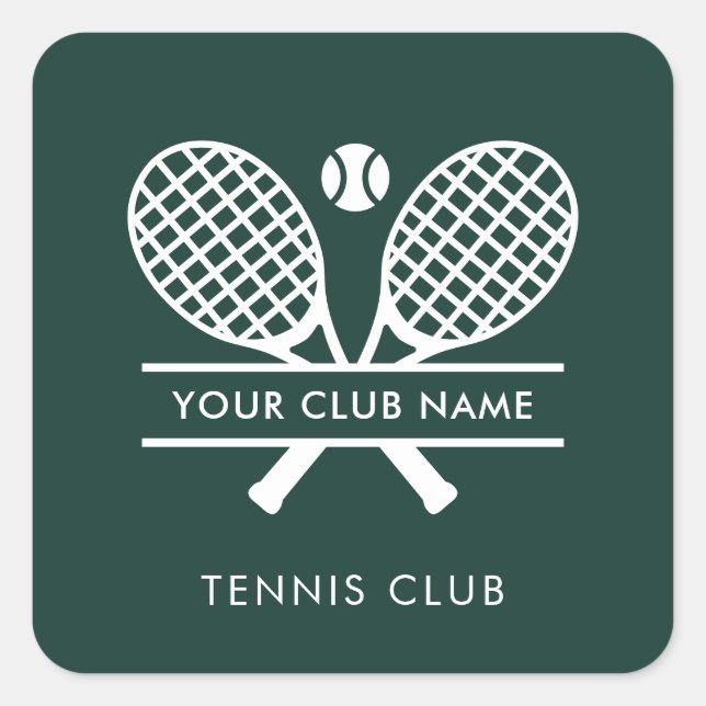 Add Your Club Name Tennis Icons Green Square Sticker (Front)