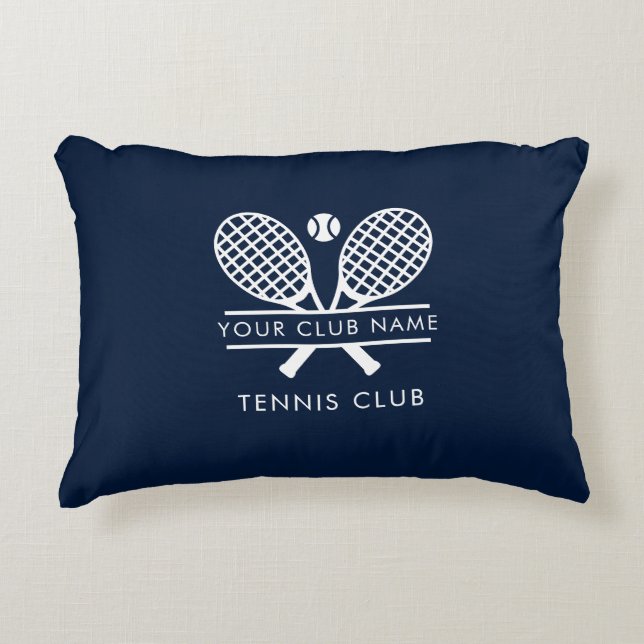 Add Your Club Name Tennis Icons Navy Blue Custom Accent Pillow (Front)