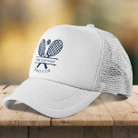 Add Your Club Name Tennis Icons Navy Blue Trucker Hat<br><div class="desc">Easily customize this hat by adding your club or society name by clicking the "Personalize" button. You can change the background, fonts, and patch colour by clicking the "Edit with Design tool". Perfect for any club, business, or school society. Order as many or as fewer as required. There's no setup...</div>