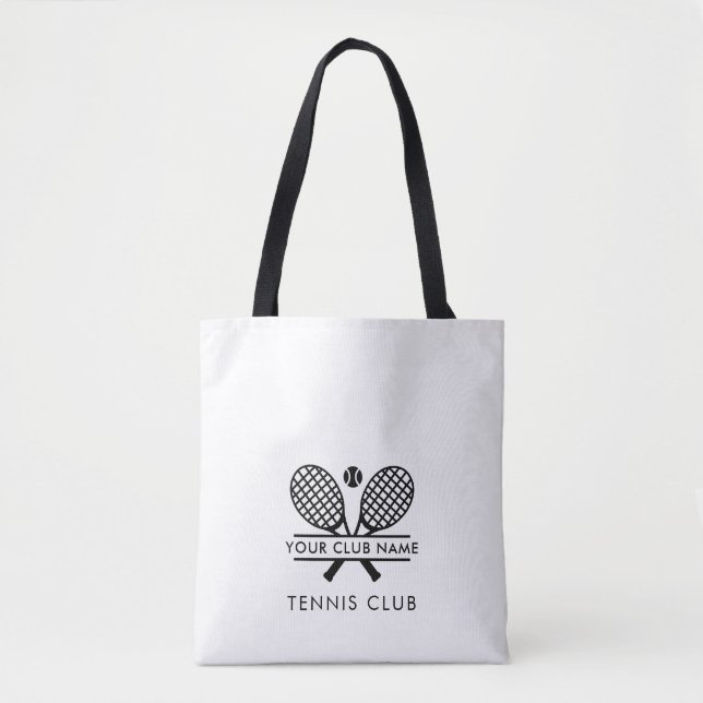 Add Your Club Name Tennis Team Any Colour Black Tote Bag (Front)