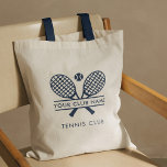Add Your Club Name Tennis Team Navy Blue Tote Bag<br><div class="desc">Easily customize this tote bag by adding your club or society name by clicking the "Personalize" button. You can change the background, fonts, and patch colour by clicking the "Edit with Design tool". Perfect for any club, business, or school society. Order as many or as fewer as required. There's no...</div>