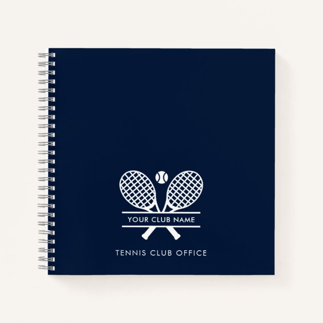 Add Your Club Name Tennis Team Office Navy Blue Notebook (Front)