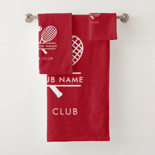 Add Your Club Name Tennis Team Players Custom Red Bath Towel Set
