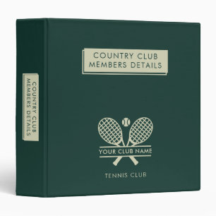 Add Your Club Name Tennis Team Players Green Binder