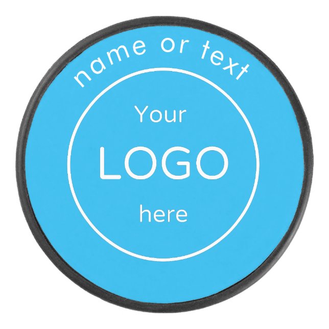 Add your company business shop logo blue hockey puck (Front)
