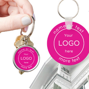 Add your company business shop logo house pink  keychain