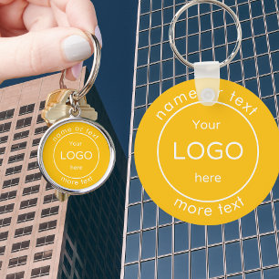 Add your company business shop logo house yellow keychain