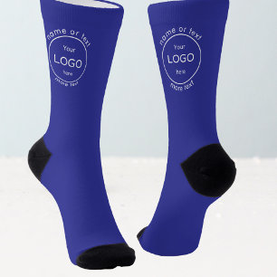 Add your company business shop logo promo blue  socks