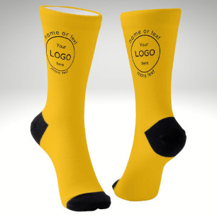 Add your company business shop logo promo yellow socks