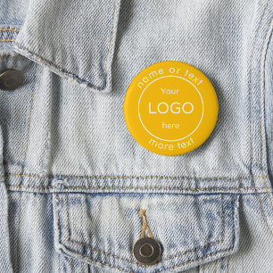 Add your company business shop logo yellow  1 inch round button