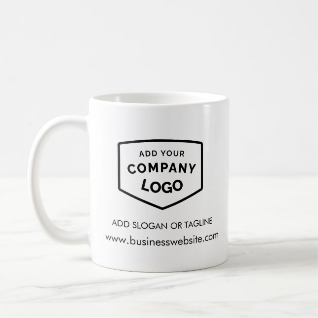 Add Your Company Logo and Business Website Custom Coffee Mug (Left)
