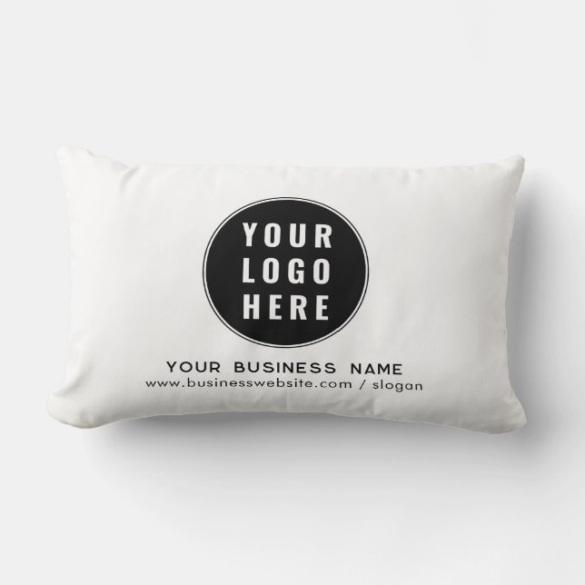 Add Your Company Logo and Business Website Custom Lumbar Pillow (Front)