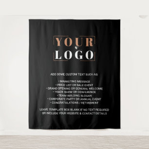 Add Your Company Logo Custom Brand Black Backdrop Tapestry