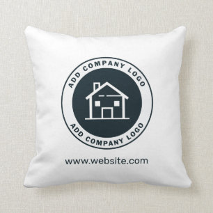 Add Your Company Logo Website Real Estate Custom Throw Pillow