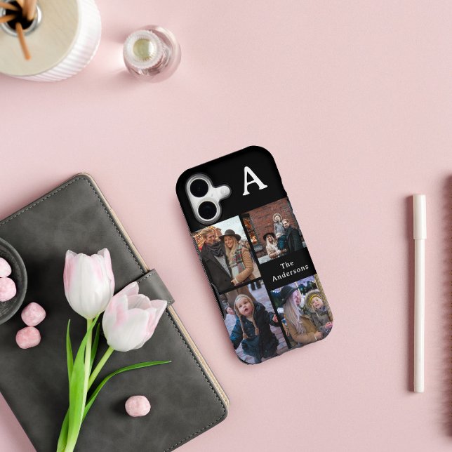 Add Your Custom 4 Photo, Monogrammed & Family Name (Créateur téléchargé)