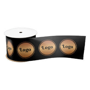 Add Your Custom Gold Business Logo Corporate Black Satin Ribbon