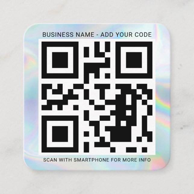 Add Your Custom Logo and QR Code DIY Holographic Square Business Card (Front)