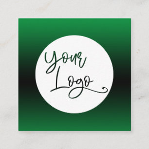 Add Your Custom Logo Bright Green and Black Ombre Square Business Card