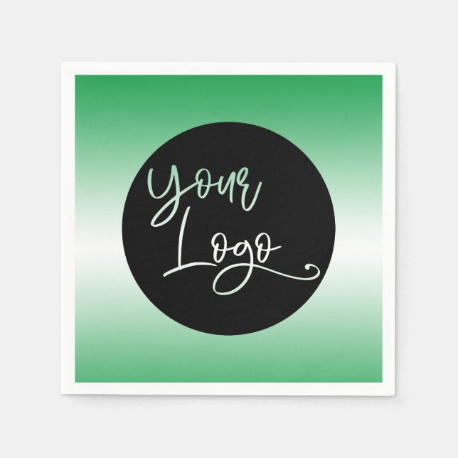 Add Your Custom Logo Bright Green and White Ombre Napkin (Front)
