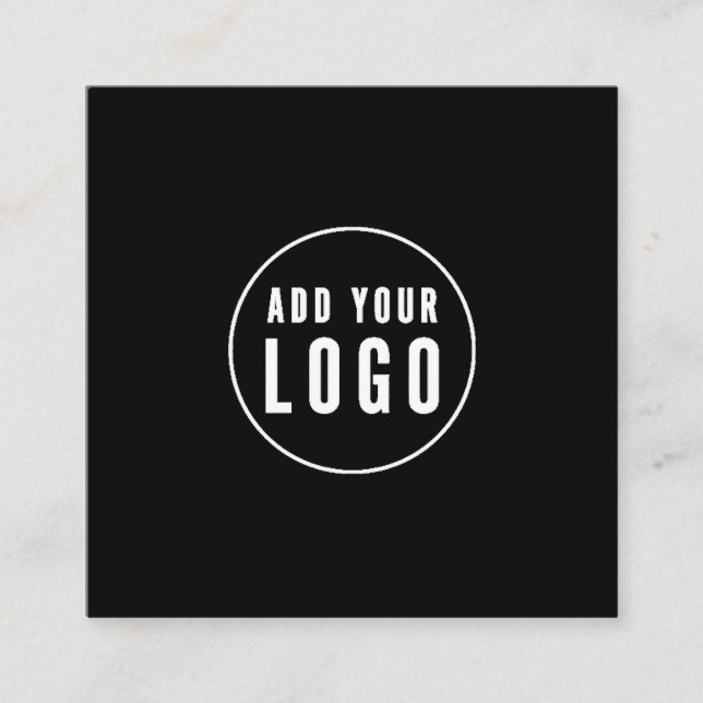 Add your custom logo circle professional black square business card (Front)