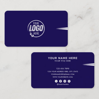 Add Your Custom Logo Circle Professional Blue Business Card