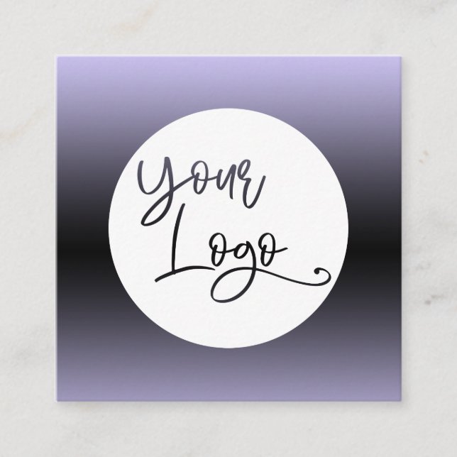 Add Your Custom Logo Lavender and Black Ombre Square Business Card (Front)