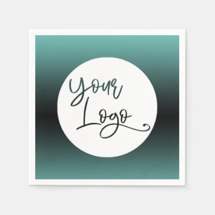Add Your Custom Logo Light Teal and Black Ombre Napkin
