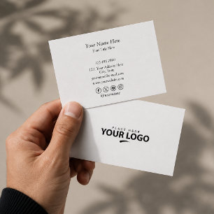 Add Your Custom Logo Simple Executive White Business Card