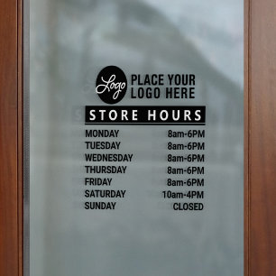 Add Your Custom Logo Store Hours Of Operation Window Cling
