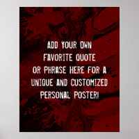Add Your Custom Quote Black Marble, Burgundy Red