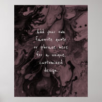 Add Your Custom Quote Black Marble, Mauve Pink