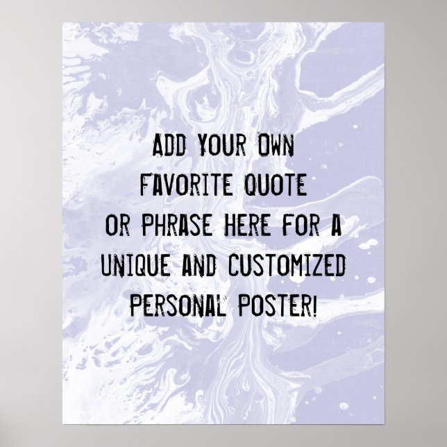 Add Your Custom Quote White Marble Lavender Poster (Front)