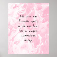 Add Your Custom Quote White Marble, Light Pink