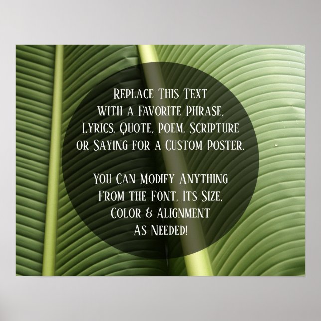 Add Your Custom Text Banana Leaves Close Up Photo Poster (Front)